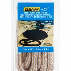 Seachoice 40071 Double Braid Nylon Dock Line, Gold/White, 5/8-Inch x 20 Feet